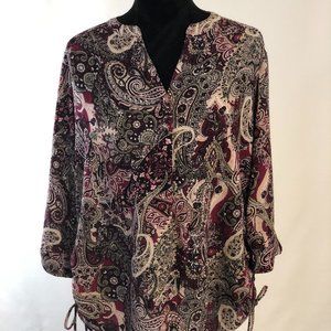Roz & Ali Paisley Pattern 3/4 Length Shirt